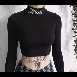 NWT “Blessed” Long sleeved crop top
